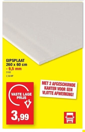 Hubo Gipsplaat 260 x 60 cm - 9,5 mm aanbieding