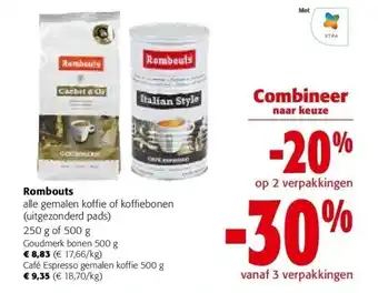 Colruyt Rombouts cachet d'or café en grains 500 g aanbieding