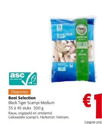 Colruyt Boni selection black tiger scampi medium aanbieding
