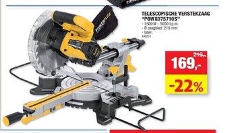 Hubo Telescopische verstekzaag “powx075710s” aanbieding