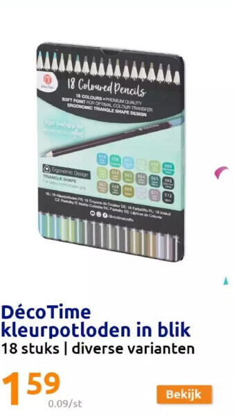 Action Décotime kleurpotloden in blik aanbieding