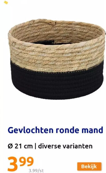 Action Gevlochten ronde mand aanbieding