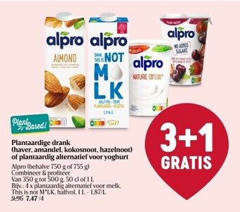 Delhaize Plantaardige drank (haver, amandel, kokosnoot, hazelnoot) of plantaardig alternatief voor yoghurt aanbieding