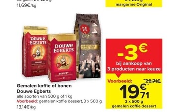 Carrefour Gemalen koffi e of bonen douwe egberts aanbieding