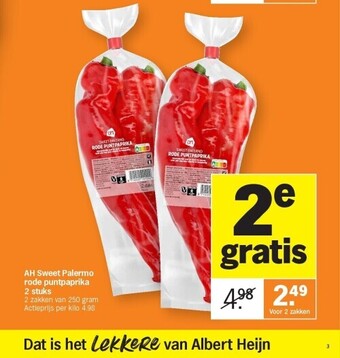 Albert Heijn Ah sweet palermo rode puntpaprika 2 stuks aanbieding