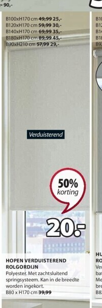 Jysk Hopen verduisterend rolgordijn aanbieding