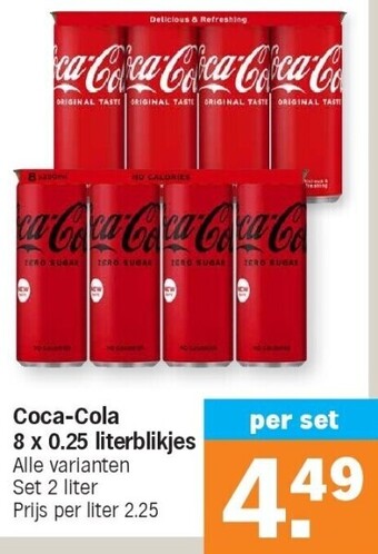 Albert Heijn Coca-cola 8 x 0.25 literblikjes aanbieding