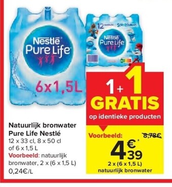 Carrefour Natuurlijk bronwater pure life nestlé aanbieding