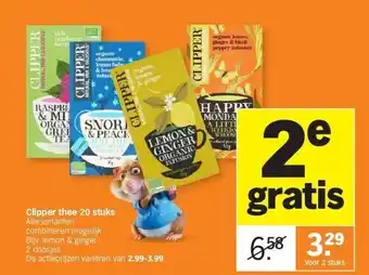 Albert Heijn Clipper thee 20 stuks aanbieding