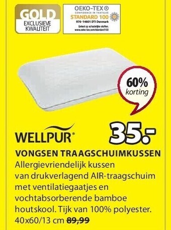 Jysk Vongsen traagschuimkussen aanbieding