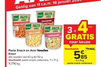 Carrefour Pasta snack en asia noodles knorr aanbieding