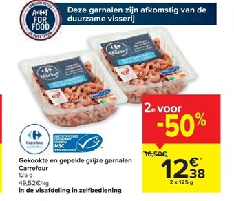Carrefour Gekookte en gepelde grijze garnalen carrefour aanbieding