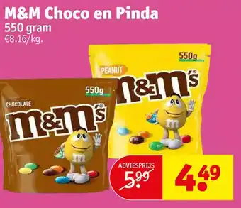 Kruidvat M&m choco en pinda 550 gram aanbieding