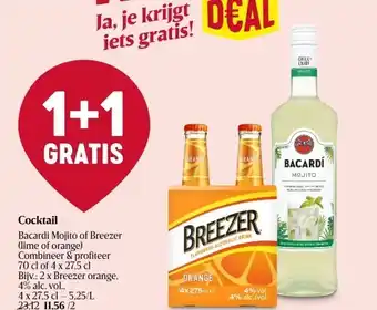 Delhaize Cocktail bacardi mojito of breezer aanbieding