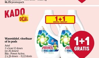 Delhaize Wasmiddel, vloeibaar of in pods ariel aanbieding