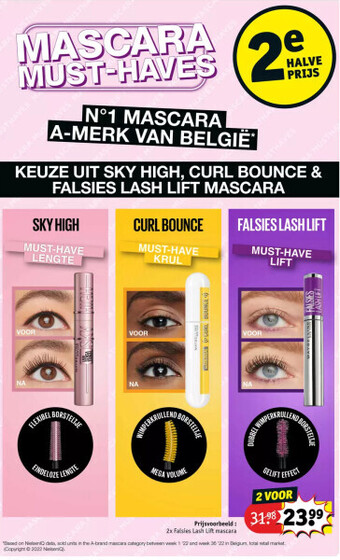 Kruidvat 2x falsies lash lift mascara aanbieding