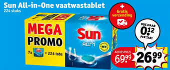 Kruidvat Sun all-in-one vaatwastablet 224 stuks aanbieding