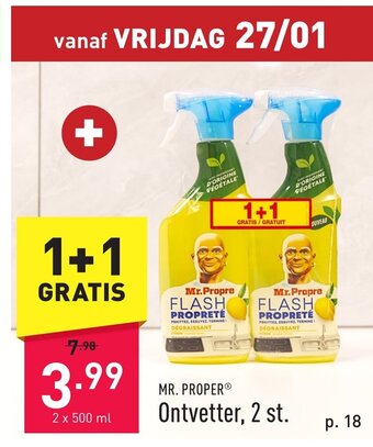 ALDI Mr. proper ontvetter 500ml 1+1 gratis aanbieding