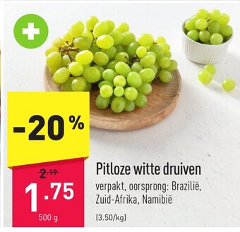 ALDI Pitloze witte druiven 500g aanbieding