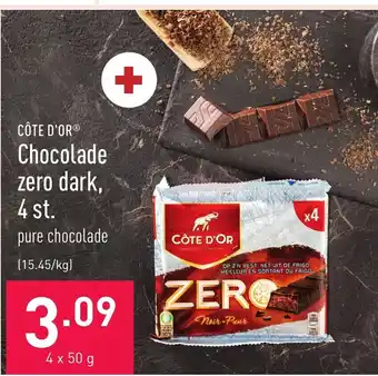 ALDI Cote d'or chocolade zero dark 4 x 50g aanbieding