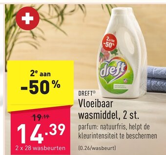 ALDI Dreft vloeibaar wasmiddel 2 x 28 wasbeurten aanbieding