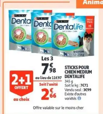 Sticks pour chien medium dentalife 345g 2+1 offert au choix