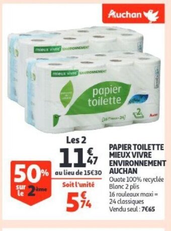 Auchan Papier toilette mieux vivre environnement aanbieding