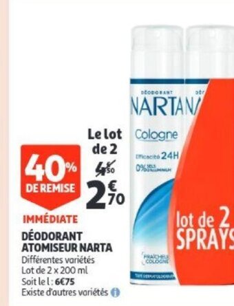 Auchan Deodorant atomiseur narta aanbieding