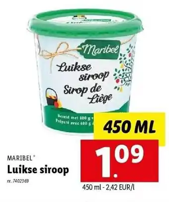 Lidl Maribel luikse siroop aanbieding