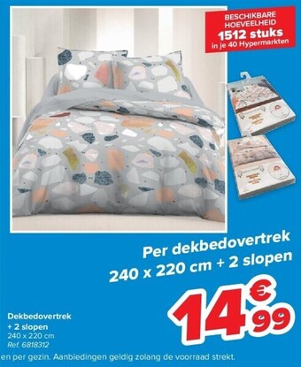 Carrefour Dekbedovertrek + 2 slopen 240 x 220 cm aanbieding
