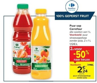 Carrefour Puur sap aanbieding