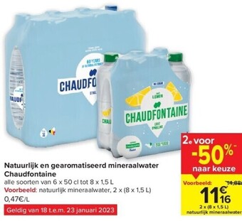 Carrefour Natuurlijk en gearomatiseerd mineraalwater chaudfontaine aanbieding