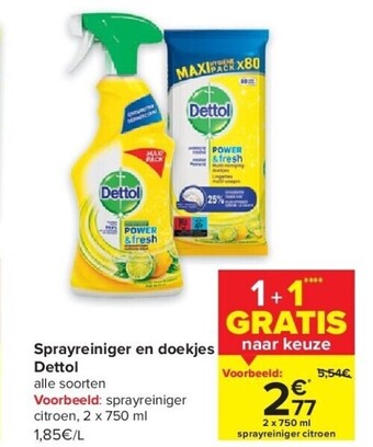 Carrefour Sprayreiniger en doekjes dettol aanbieding