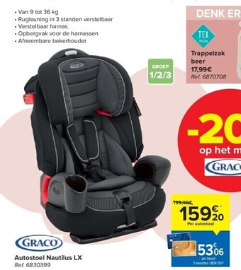 Carrefour Autostoel nautilus lx aanbieding