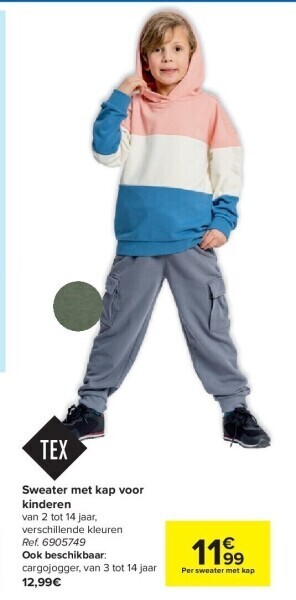 Carrefour Sweater met kap voor kinderen aanbieding