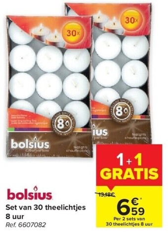 Carrefour Set van 30 theelichtjes 8 uur aanbieding