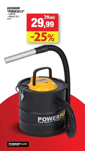 Hubo Aszuiger "POWX3013" 1600W 20L 988767 aanbieding