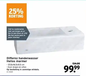 GAMMA Differnz handenwasser helios marmer 37,5x18,5x9,5 cm art. 155684 aanbieding