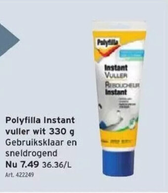 GAMMA Polyfilla instant vuller wit 330g art. 422249 aanbieding