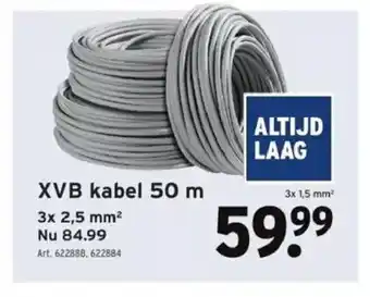GAMMA XVB kabel 50m 3 x 1,5 mm2 art. 622888, 622884 aanbieding