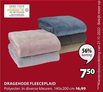Jysk Dragehode fleeceplaid 140 x 200cm aanbieding