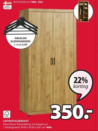 Jysk Lintrup kleerkast aanbieding