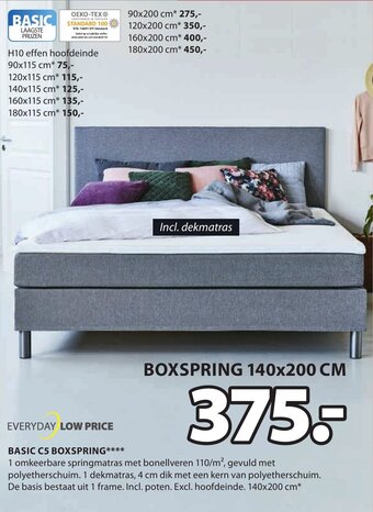 Jysk Basic C5 boxspring 140 x 200cm aanbieding