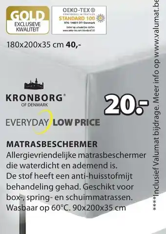 Jysk Matrasbeschermer 90 x 200 x 35cm aanbieding