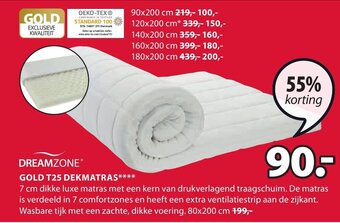 Jysk Dreamzone gold T25 dekmatras aanbieding