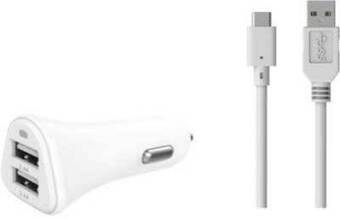 Krëfel Autolader 2x usb 2,4 a met usb c-kabel - 1 m. - wit aanbieding