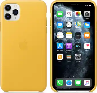 Krëfel Leren hoesje voor iphone 11 pro max donker citroen - mx0a2zm/a aanbieding