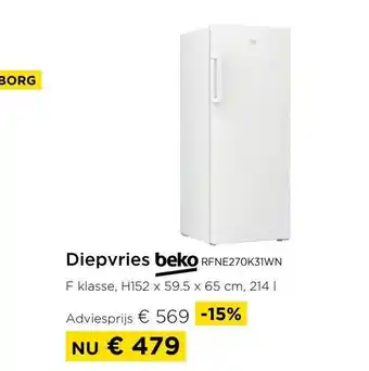 Beko Diepvries RFNE270K31WN