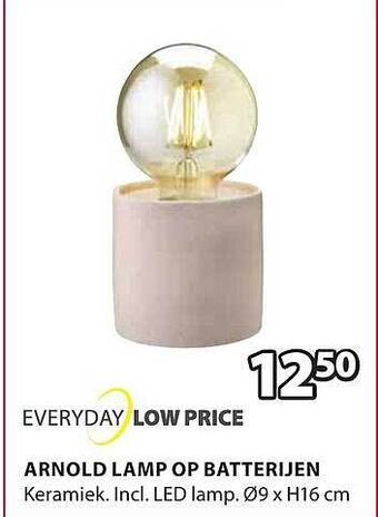 Jysk Arnold lamp op batterijen aanbieding