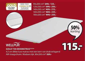 Jysk Gold t30 dekmatras aanbieding